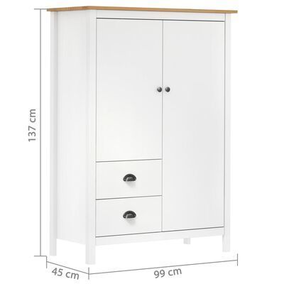 _2-Door Wardrobe Hill Range White 99x45x137 cm Solid Pine Wood