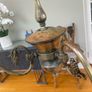 Vintage 3 arm brass chandelier with grapevine decoration. Image 5