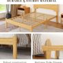 Double Bed Frame with Headboard  Bamboo Wood Platform Bed Frame with Metal Slats Support and Underbed Storage Bedroom Furniture, Easy Assembly, Noise Free, Sturdy, 35.5 cm High Image 4