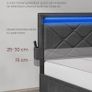 Double Bed Frame LED Metal Bed, 4 Drawers, Charging Station, Adjustable Padded Headboard, Slate Grey Image 5
