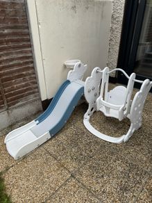 Outdoor slide and swing