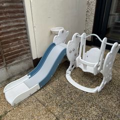 Outdoor slide and swing