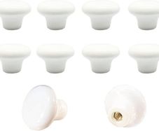 10x White Door Knob Cabinet Retro Round Ceramic Drawer Cupboard Kitchen Pull Handle 32mm (FREE POSTAGE)