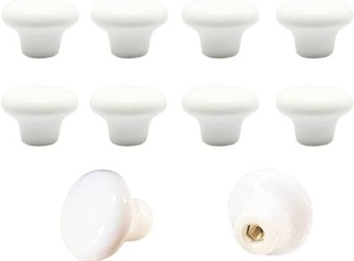 10x White Door Knob Cabinet Retro Round Ceramic Drawer Cupboard Kitchen Pull Handle 32mm (FREE POSTAGE)