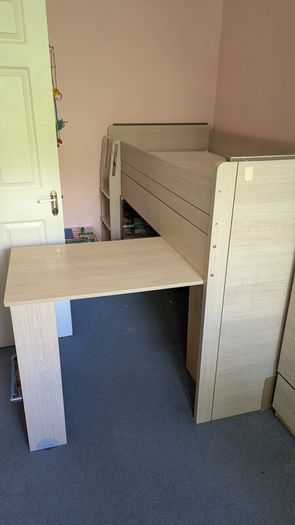 Kids Mid-Sleeper Bedroom Set - Bed, Desk, Wardrobe & Storage