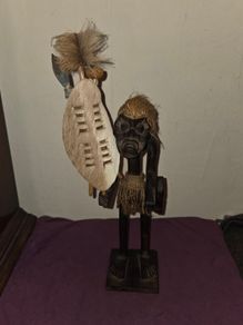 Carved African Warrior Statue