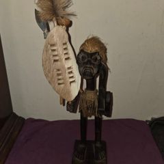 Carved African Warrior Statue