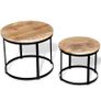 Two Piece Coffee Table Set Rough Mango Wood Round 40 cm/50 cm Image 3