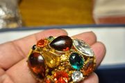 1950s - 1980s Vintage Sphinx Gold Tone Brooch Large Multi Stone Design Jewellery Statement Piece