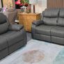 Dark grey leather 3 seater & 2 seater Reclining Sofa set Image 2