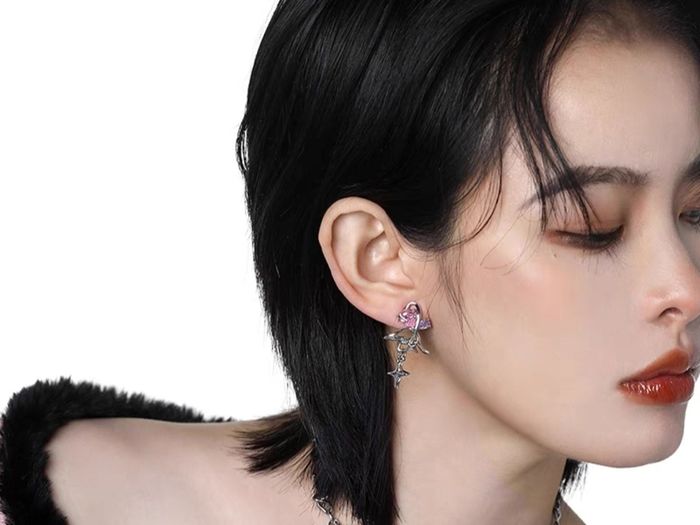 Rebel Studio Purple and Pink Diamante Earring