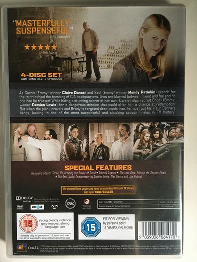 Homeland - Season 3 (2013) Damian Lewis & Claire Danes [DVD TV Boxset]