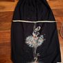Hand-Painted Dark Blue Linen Maxi Skirt Signed Artwork Image 2