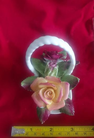 Vintage Basket of Flowers Bone China Ornament