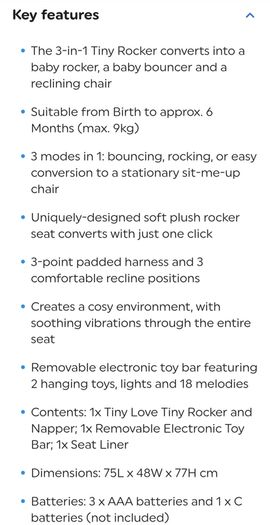 Tiny love 3 in 1 rocker/napper