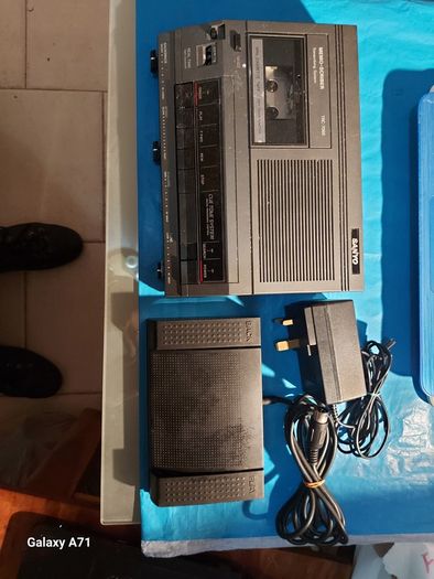 Vintage SANYO Transcribing Equipment Model TRC-7060, Mini Cassette, with Foot Pedal and Power Supply in excellent condition
