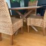 Round stone table with solid wood legs 120cm Image 2