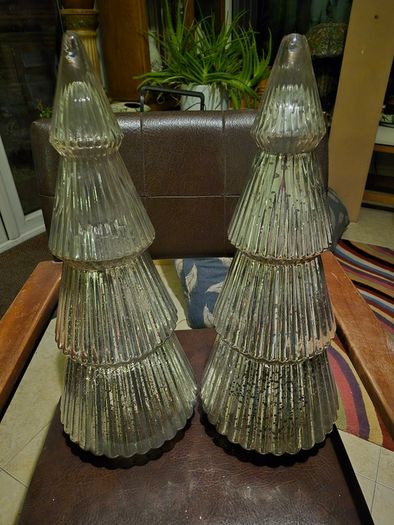 Vintage pair of glass Christmas trees