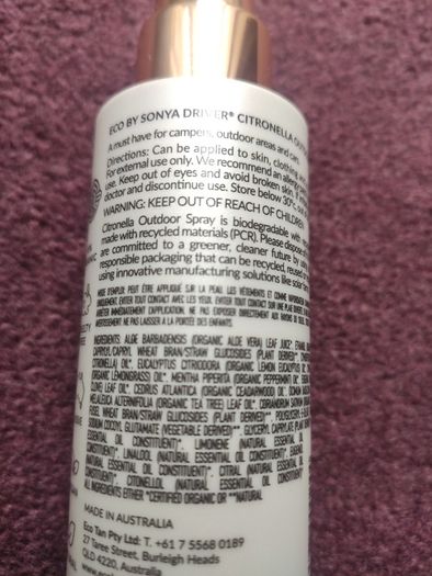 Citronella Organic Spray for Skin, Clothing, Outdoor/Infoor