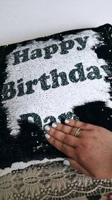 Birthday pillow reversible SEQUINS cushion cover personalised with birthday name