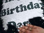 Birthday pillow reversible SEQUINS cushion cover personalised with birthday name