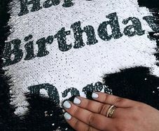 Birthday pillow reversible SEQUINS cushion cover personalised with birthday name