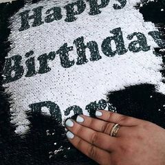 Birthday pillow reversible SEQUINS cushion cover personalised with birthday name