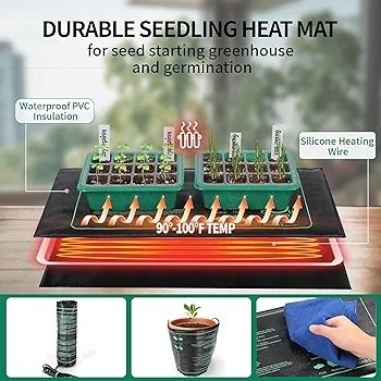 4-Pack Seed Starter Tray with Grow Light and Heat Mat, 48 Cells Seed Starter Kit with Adjustable Humidity Dome and Base, Germination Kit for Seed Growing Plant Propagation (4 Pack-green)