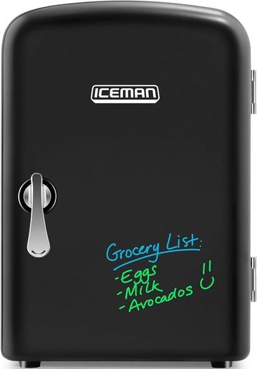 Mini Portable Eraser Personal Fridge, Cools & Heats, 4 Litre Capacity, Chills 6 12oz cans, 100% Freon-Free & Eco Friendly, Includes Plugs for Home Outlet & 12V Car Charger