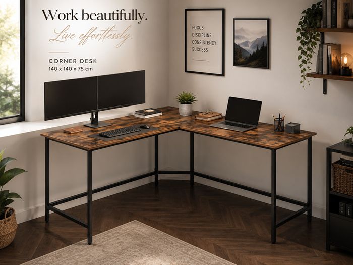 L-Shaped Home Office Desk 140 x 140 cm Corner Computer Desk