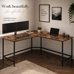 L-Shaped Home Office Desk 140 x 140 cm Corner Computer Desk