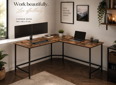 L-Shaped Home Office Desk 140 x 140 cm Corner Computer Desk