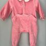 Willow by Leigh Tucker pink velour with floral details all in one Newborn EUC Image 4
