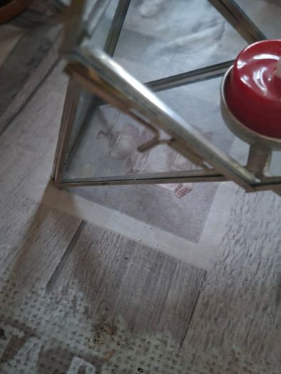 Vintage Large Geometric Glass & Silver Metal Star Tealight Candle Holder Postage available or Collection