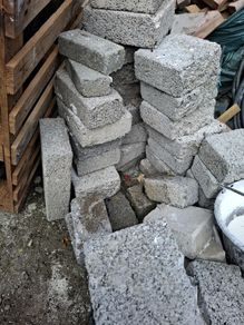 Concrete bricks some full size and halfsize