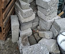 Concrete bricks some full size and halfsize
