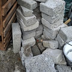Concrete bricks some full size and halfsize
