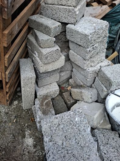 Concrete bricks some full size and halfsize