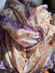 100% Silk Scarf / Saree Floral Patterned Anna Harvery
