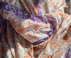 100% Silk Scarf / Saree Floral Patterned Anna Harvery