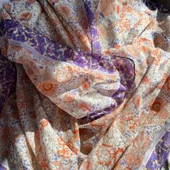 100% Silk Scarf / Saree Floral Patterned Anna Harvery