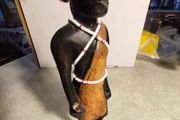 Vintage Authentic African Folk Art Masai Warrior  of Wooden Sculpture Statue Kenya.