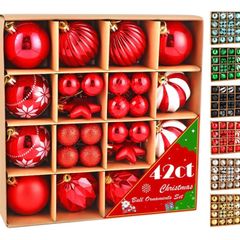 Sdlogal Christmas Tree Red Ornaments - 42ct Shatterproof Plastic Christmas Ball Ornaments Decorative Xmas Balls Baubles Set for Xmas Christmas Tree,Hanging Ball (FREE POSTAGE)