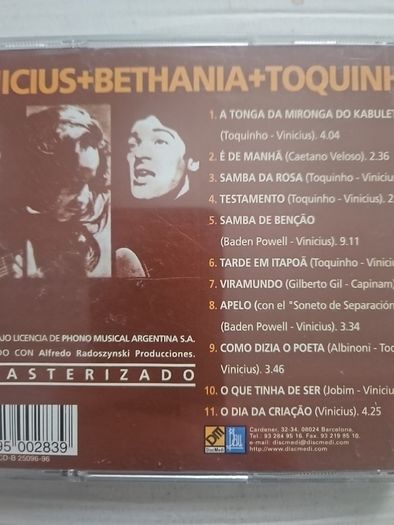 Vinicius De Moraes / Maria Bethania Y Toquinho.