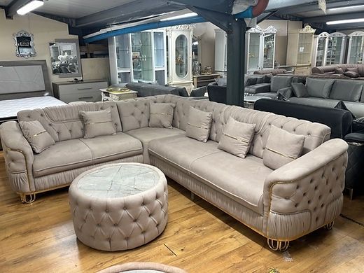 Luzia Cream & Beige Corner Sofa Bed + Matching Coffee Table