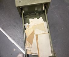 Vintage Green Metal Index Card Filing Drawer