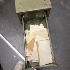 Vintage Green Metal Index Card Filing Drawer