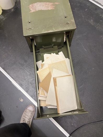 Vintage Green Metal Index Card Filing Drawer