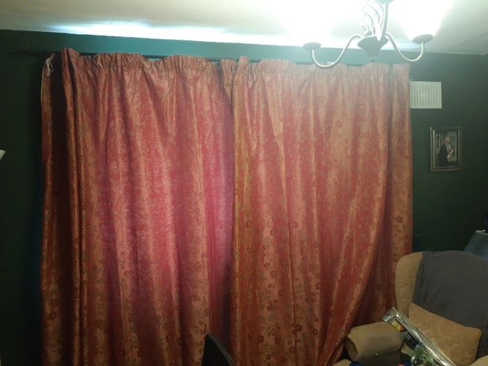curtains, red/ long
