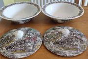 2 veg bowls with lids Coaching Day's A Genuine Hand Engraving